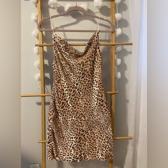 Hello Molly Velvet Leopard Print Cowl Neck Mini Dress - Picture 4 of 7
